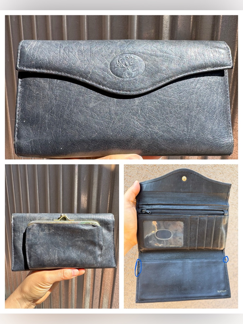 Buxton Black Leather Checkbook Wallet